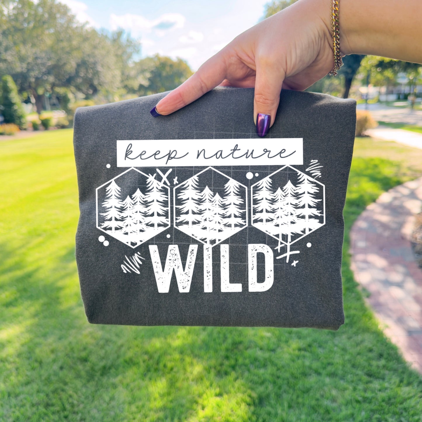 Keep Nature Wild Single Color White-Ready to Press Transfer