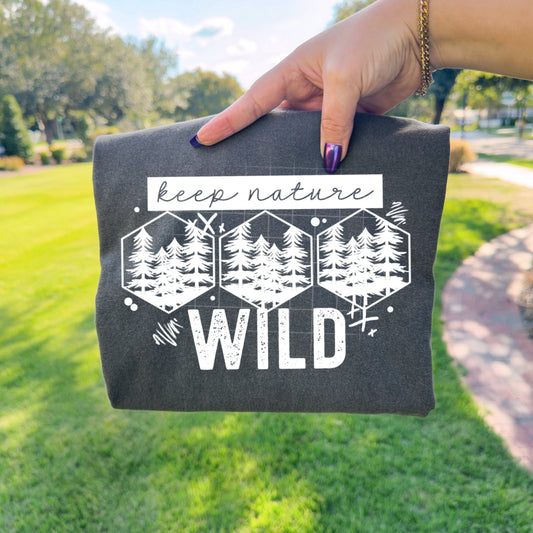 Keep Nature Wild Single Color White-Ready to Press Transfer