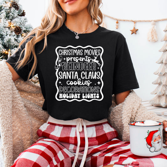 Christmas Things List Single Color White-Ready to Press Transfer