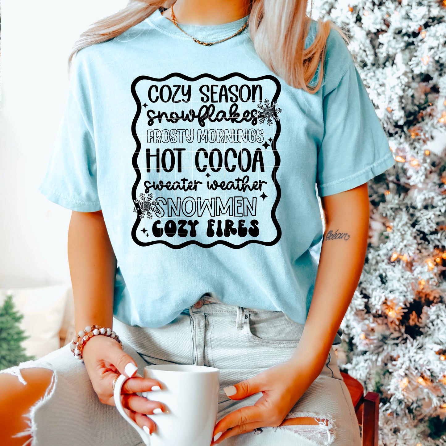 Cozy Season List Single Color Black-Ready to Press Transfer