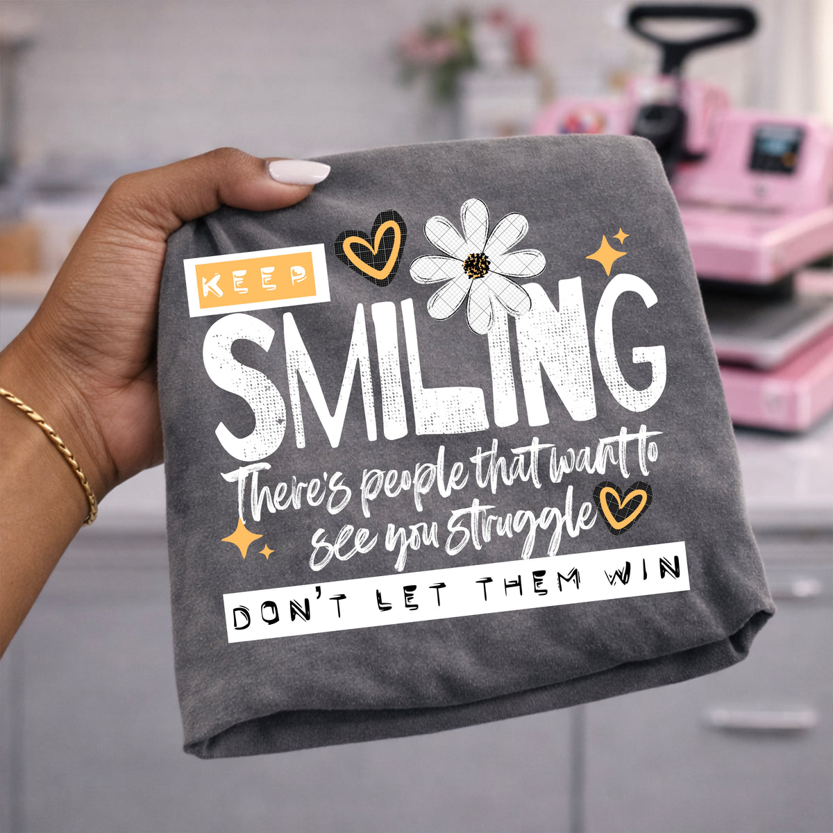 Keep Smiling White-Ready to Press Transfer