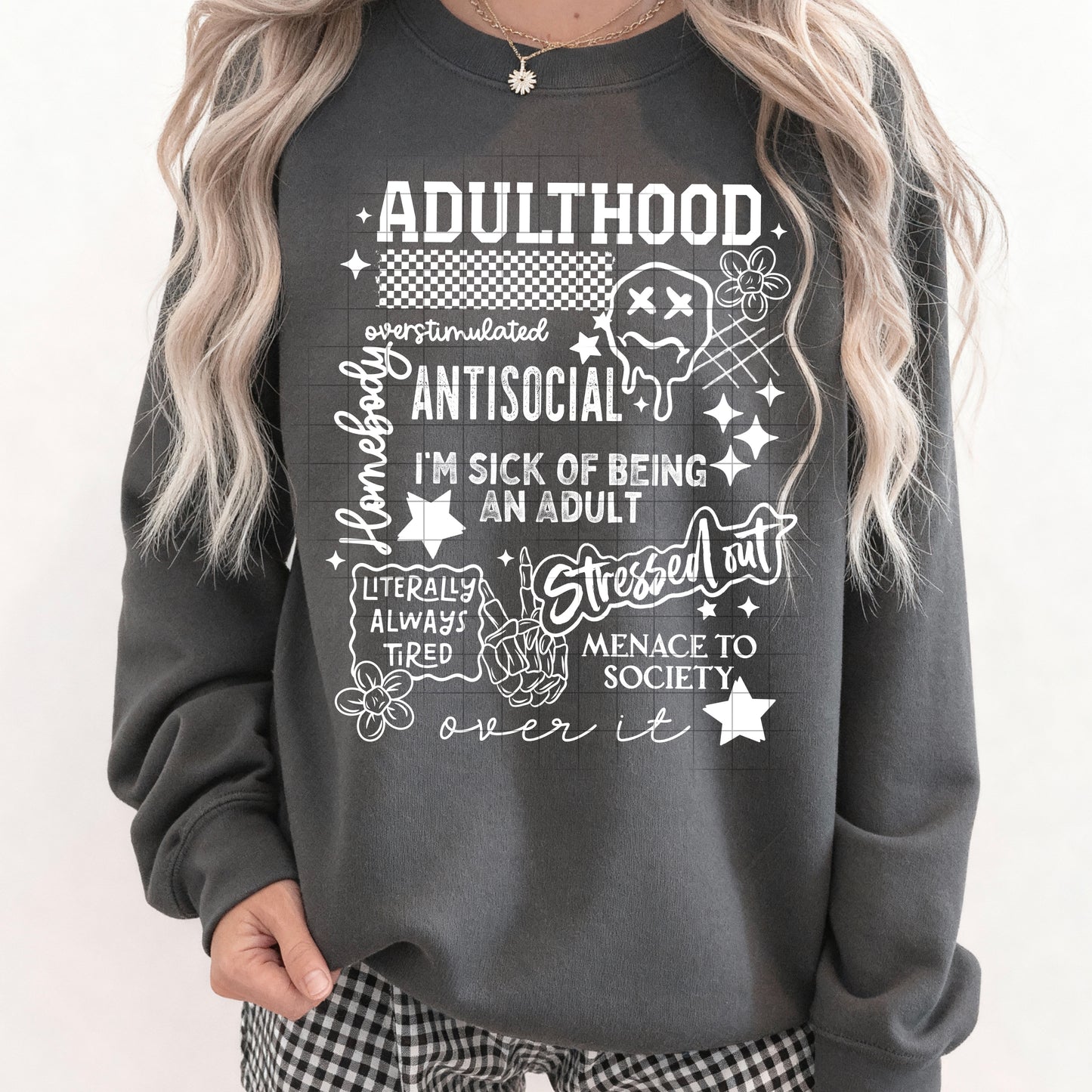 ADULTHOOD Single Color White-Ready to Press Transfer
