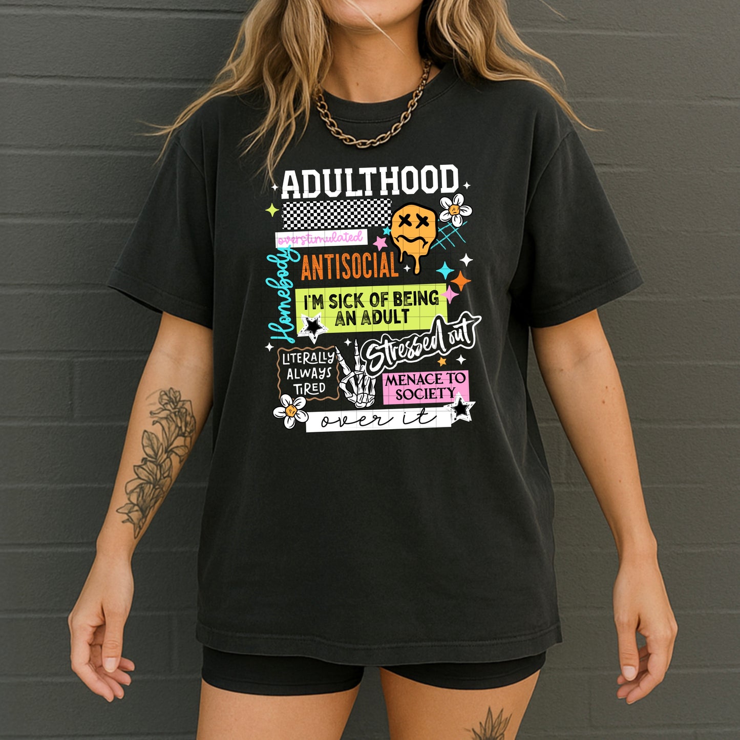 ADULTHOOD White Accents-Ready to Press Transfer