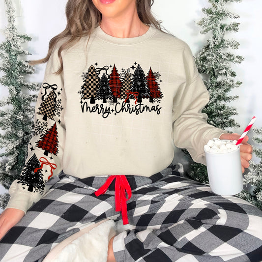 Plaid Trees Merry Christmas-Ready to Press Transfer