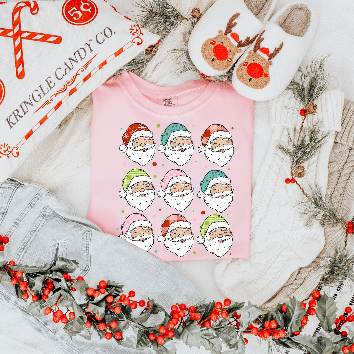 Patterned Santa’S Grid-Ready to Press Transfer