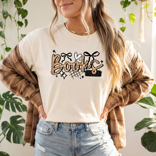 Books Leopard Cursive Black-Ready to Press Transfer