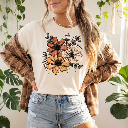 Florals with Dots-Ready to Press Transfer