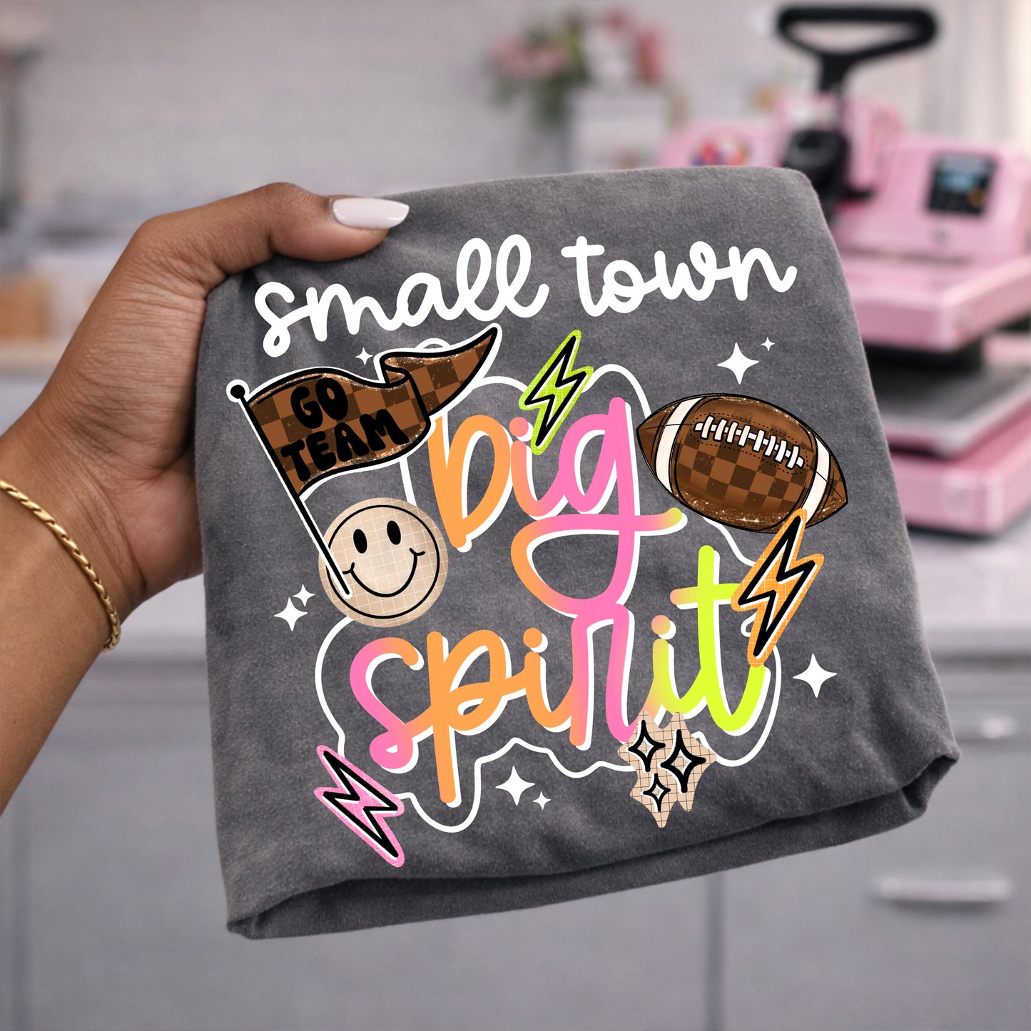 Small Town Big Spirit White-Ready to Press Transfer