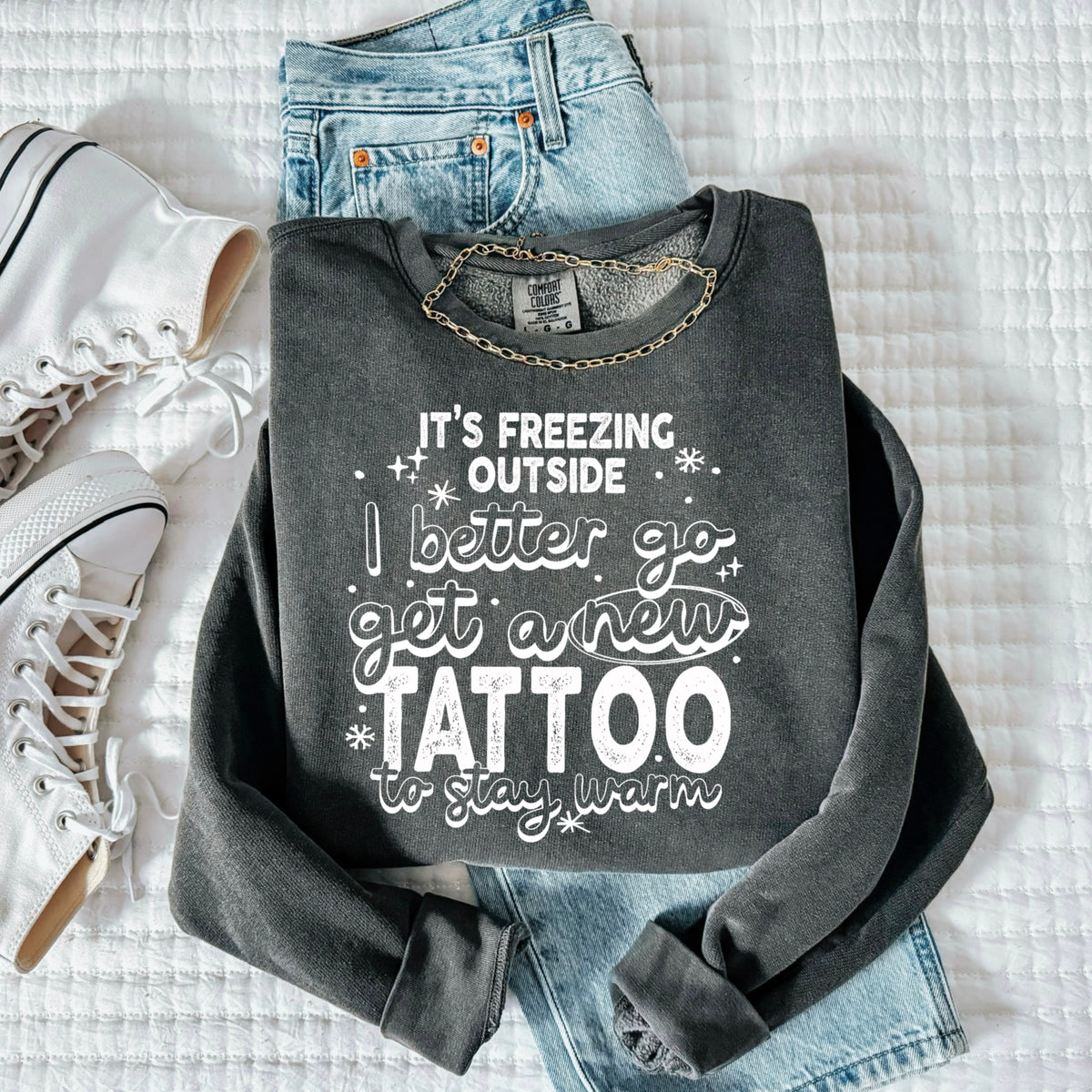 New Tattoo to Stay Warm white-Ready to Press Transfer