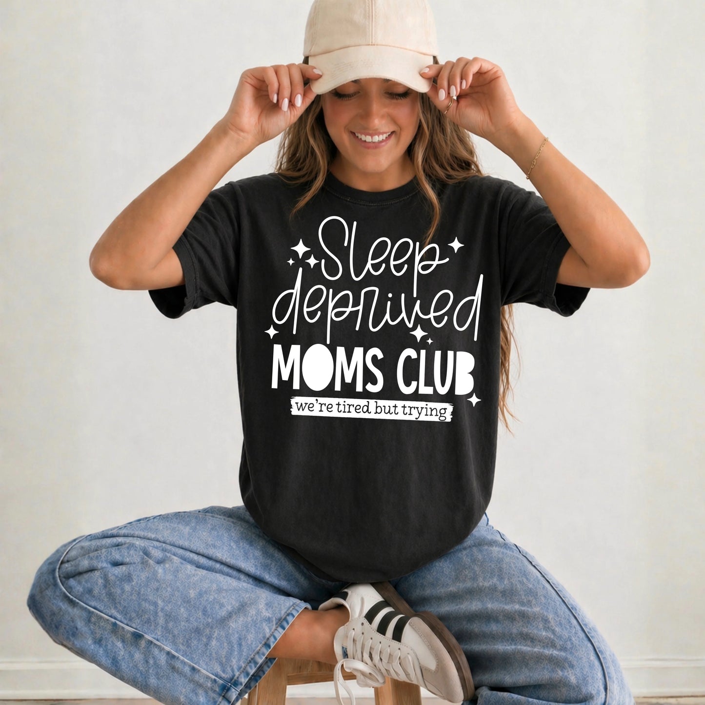 Sleep Deprived Moms Club White-Ready to Press Transfer