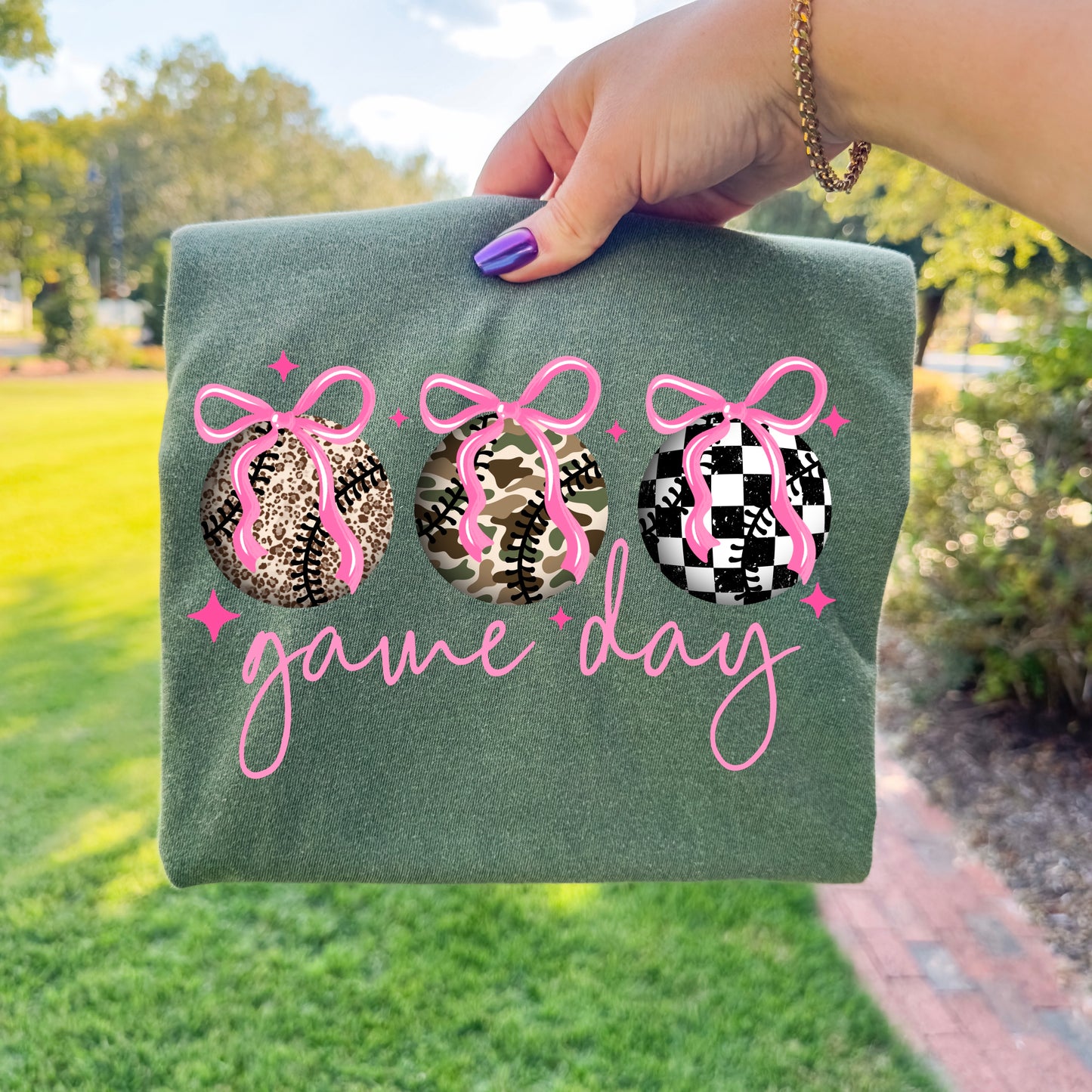 Game Day Balls and Bows-Ready to Press Transfer