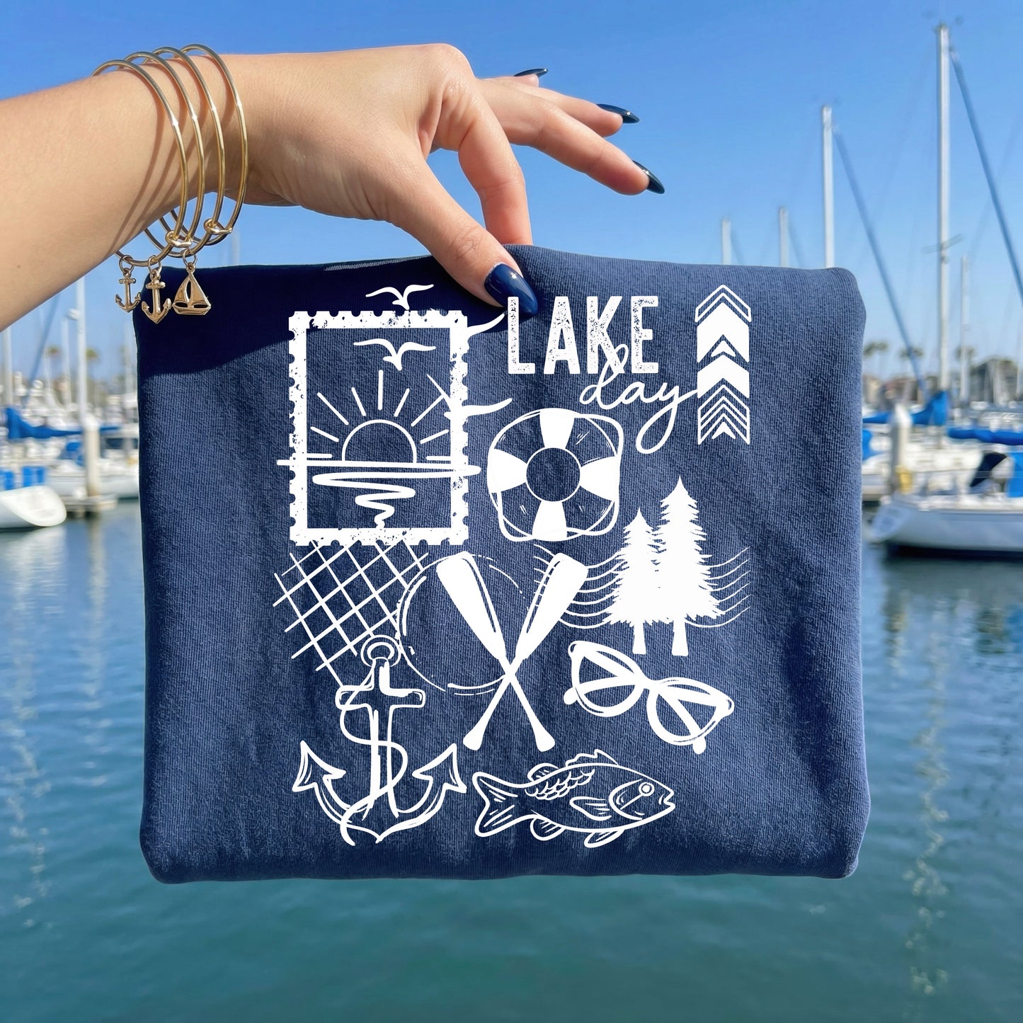 Lake Day Single Color White-Ready to Press Transfer