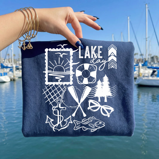 Lake Day Single Color White-Ready to Press Transfer