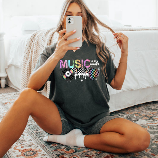 Music is my Escape white words-Ready to Press Transfer