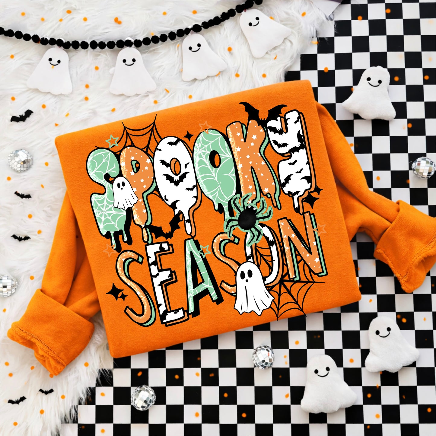 Spooky Season Mint and Orange-Ready to Press Transfer