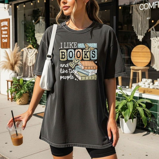 Books and 2 People White Text-Ready to Press Transfer