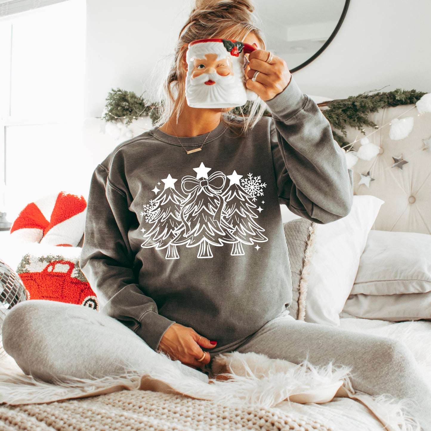 Single Color Christmas Trees White-Ready to Press Transfer