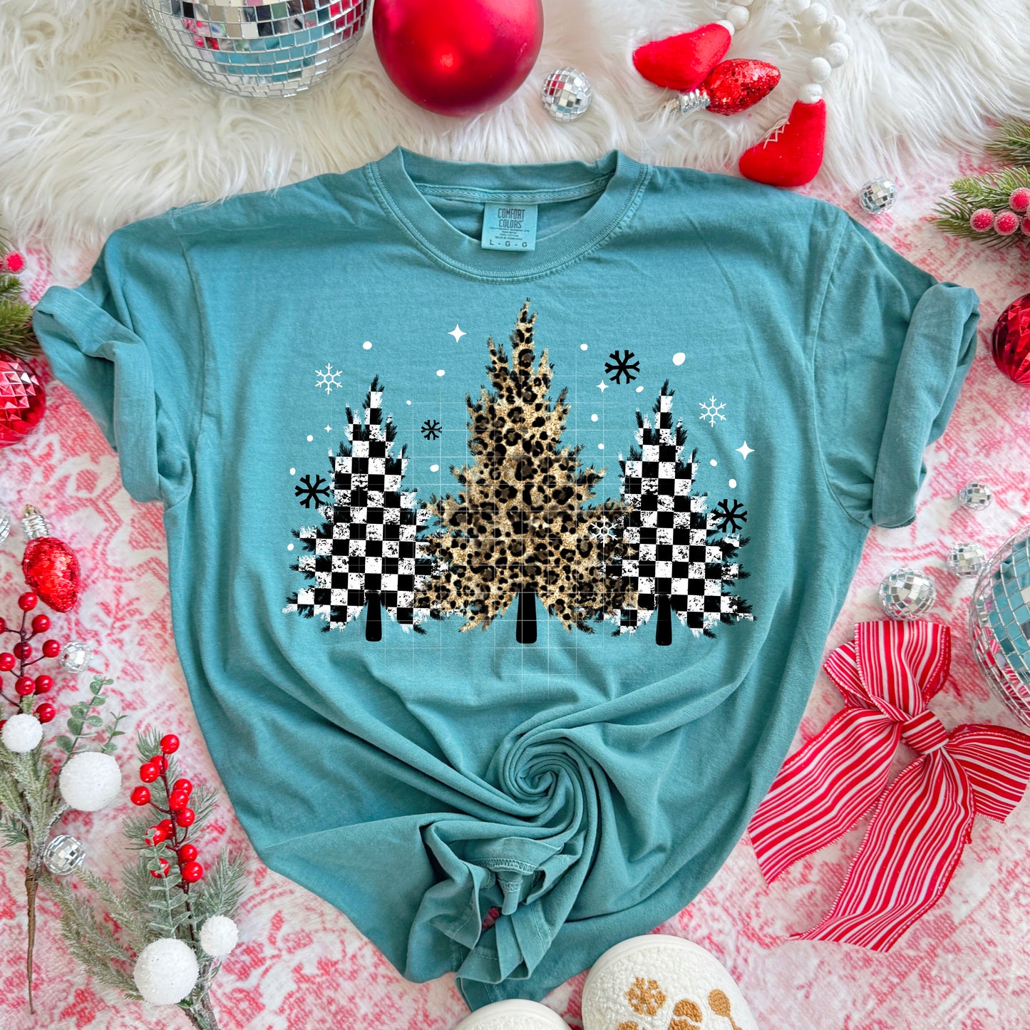 Checker Cheetah Trees-Ready to Press Transfer