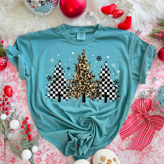 Checker Cheetah Trees-Ready to Press Transfer