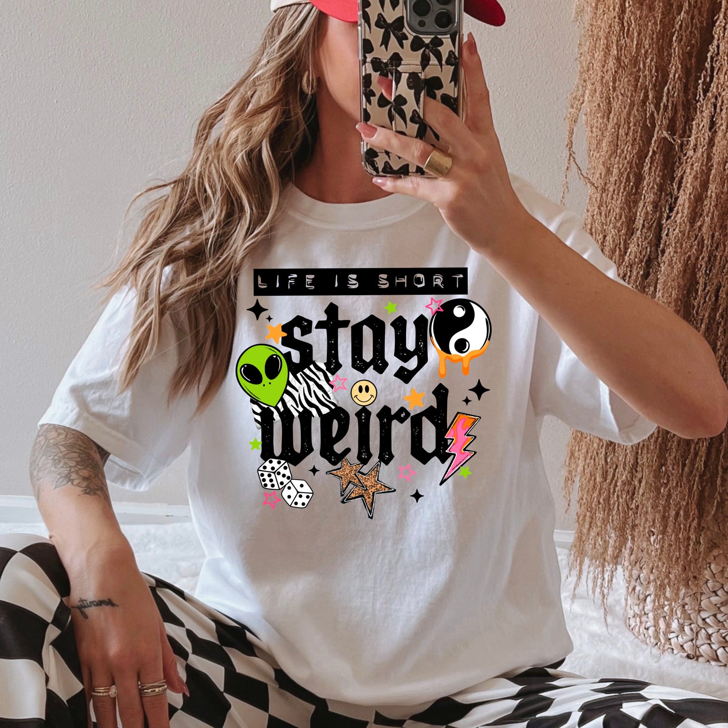 Life Is Short Stay Weird Black-Ready to Press Transfer