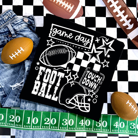 Football Collage Single Color White-Ready to Press Transfer