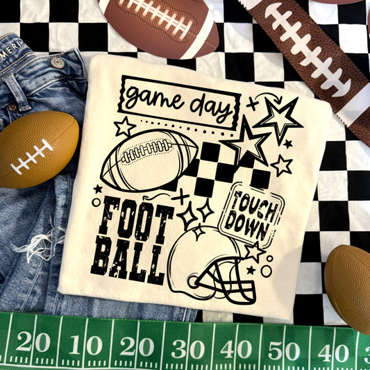 Football Collage Single Color Black-Ready to Press Transfer