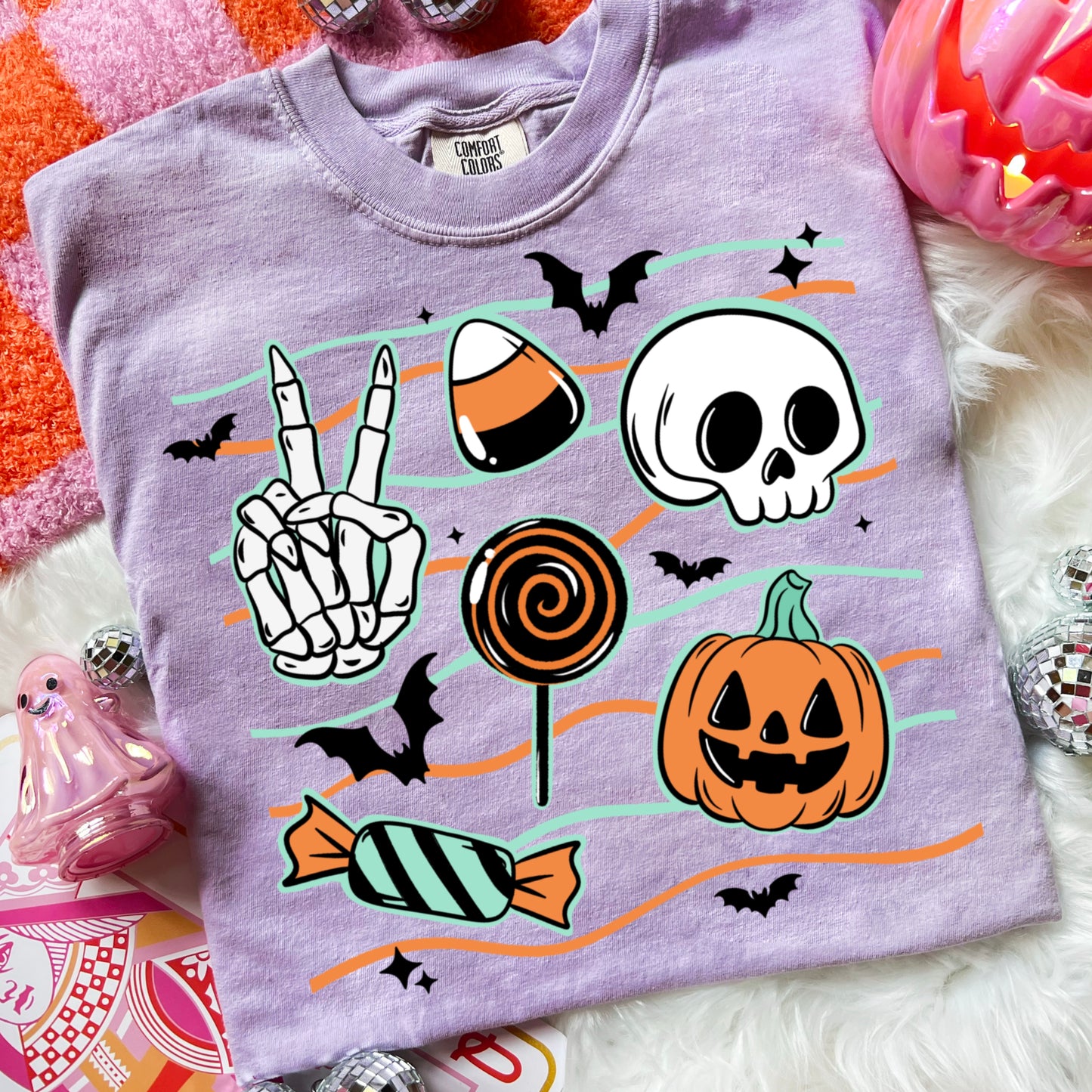 Spooky Things Wavy Lines Black-Ready to Press Transfer