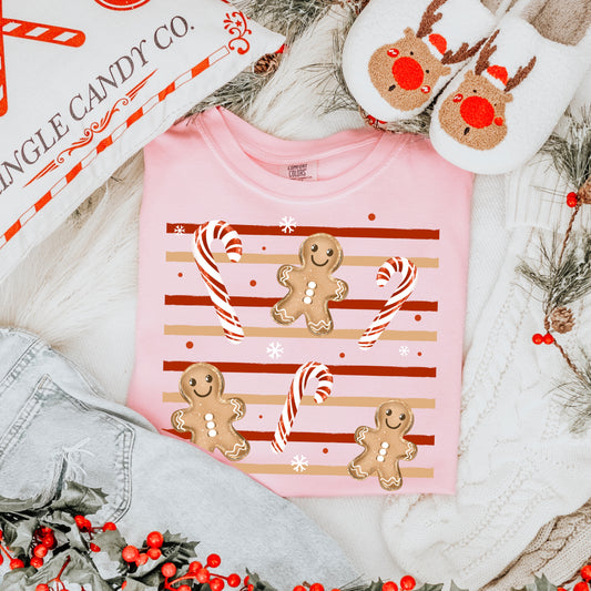 Gingerbread and Candy Cane Stripe-Ready to Press Transfer