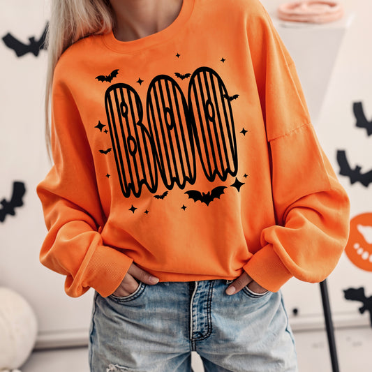Boo Stripe Single Color Black-Ready to Press Transfer