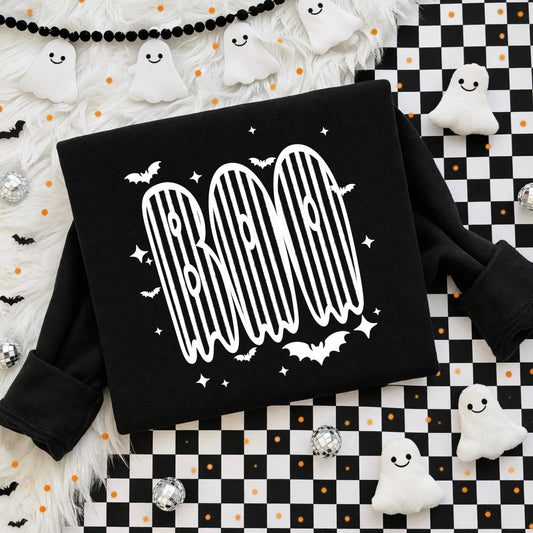 Boo Stripe Single Color White-Ready to Press Transfer