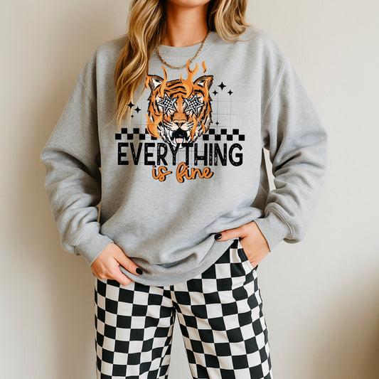 Everything Is Fine Tiger Black Words-Ready to Press Transfer