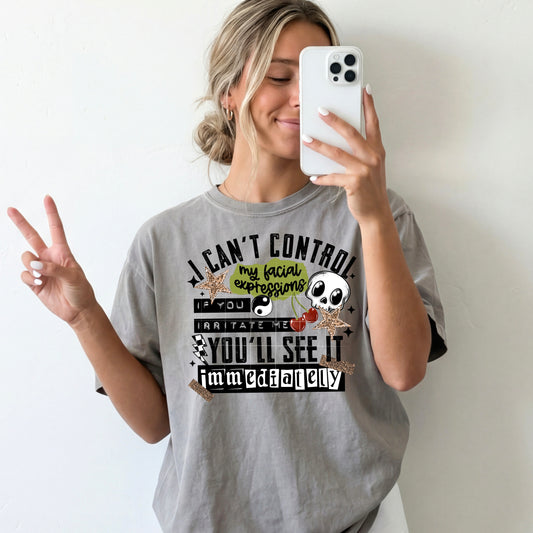 Can't Control My Facial Expressions Black-Ready to Press Transfer