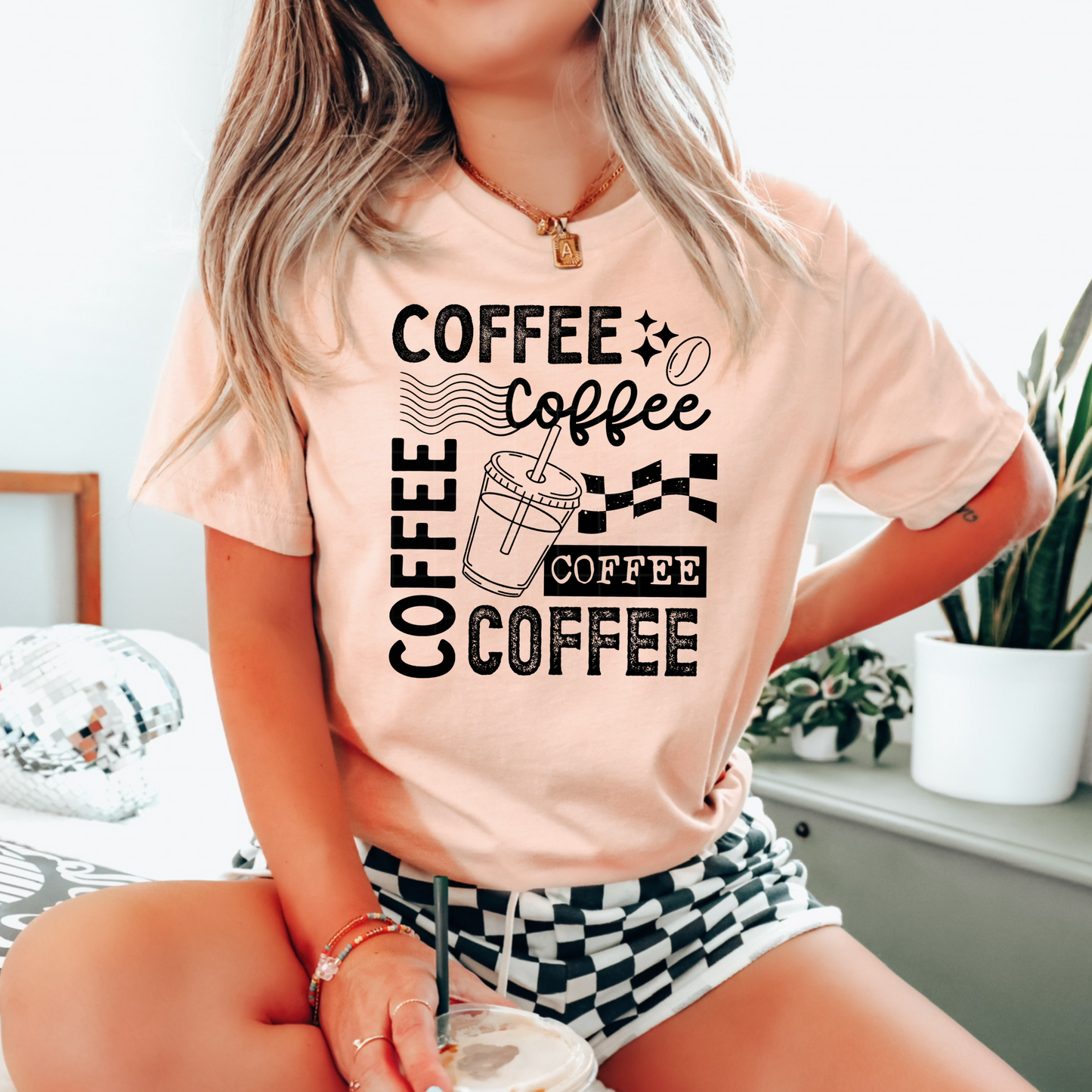 Coffee Collage Single Color Black-Ready to Press Transfer