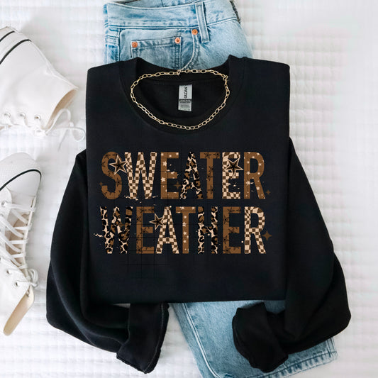 Sweater Weather Cheetah Checker-Ready to Press Transfer