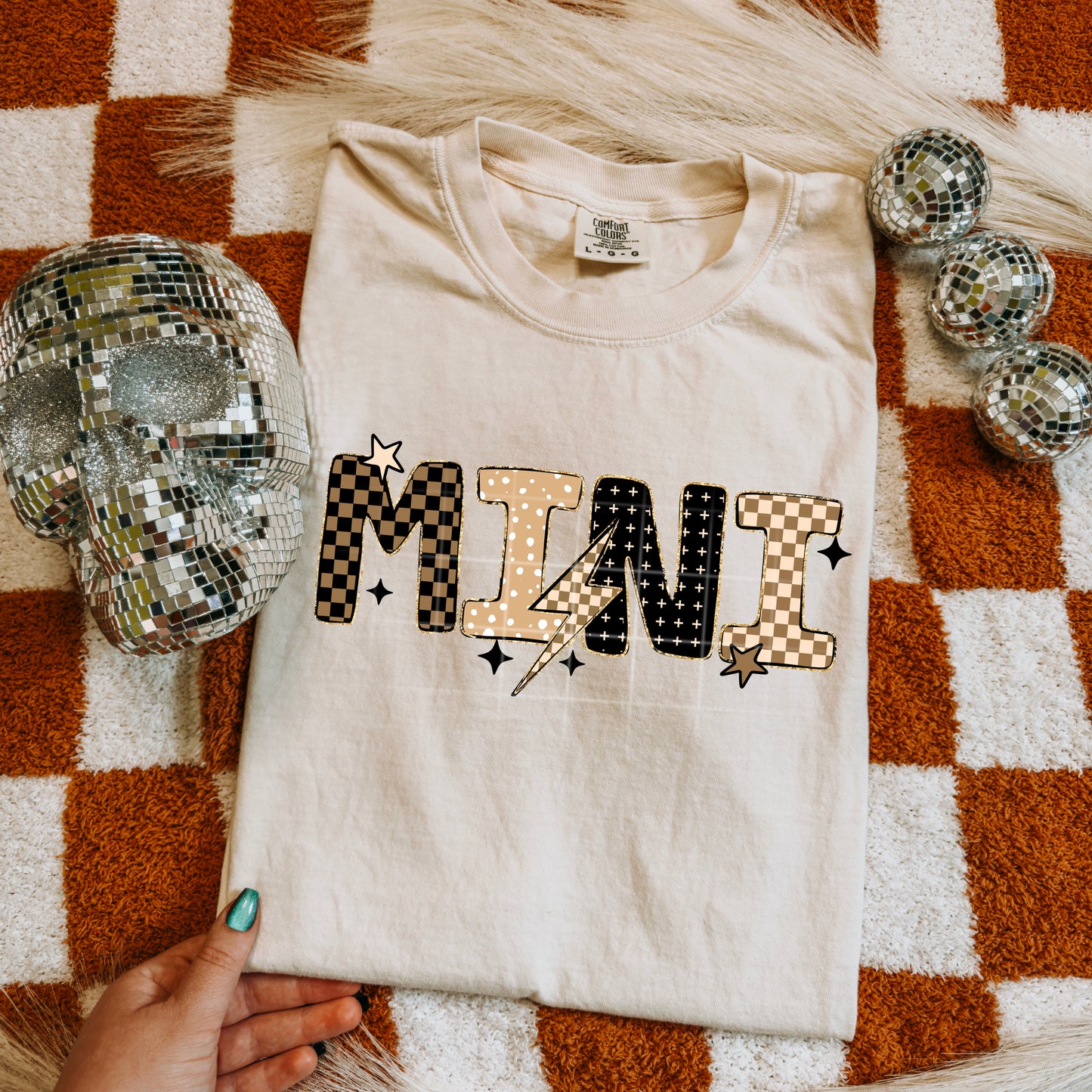 Mini Neutral Bow with Lightning Bolt-Ready to Press Transfer