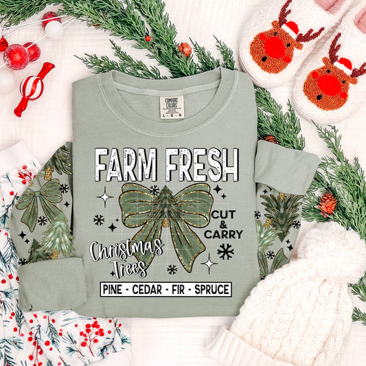 Farm Fresh Trees Bow Black Accents-Ready to Press Transfer