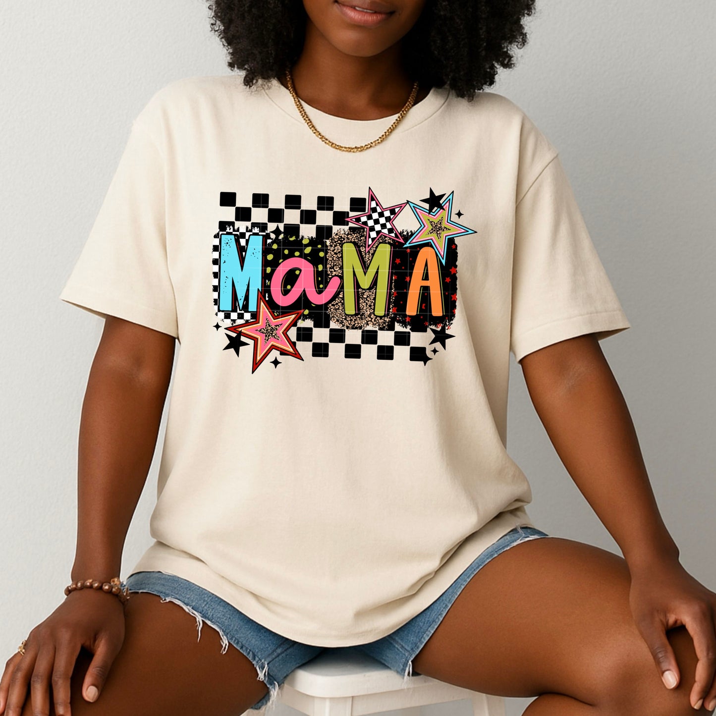 Mama Black Checker-Ready to Press Transfer