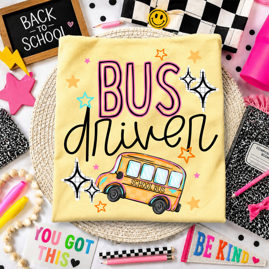Bus Driver Colorful-Ready to Press Transfer