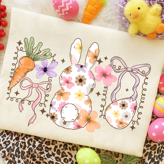 Bunny Floral Frames-Ready to Press Transfer