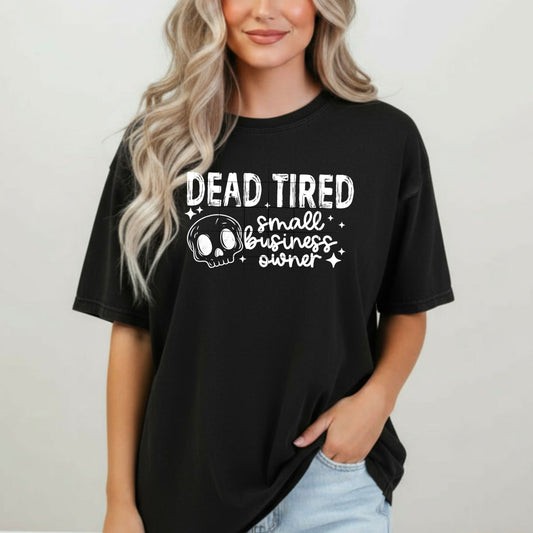 Dead Tired small business owner white-Ready to Press Transfer
