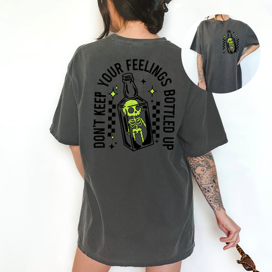 Feelings Bottled up Black back-Ready to Press Transfer