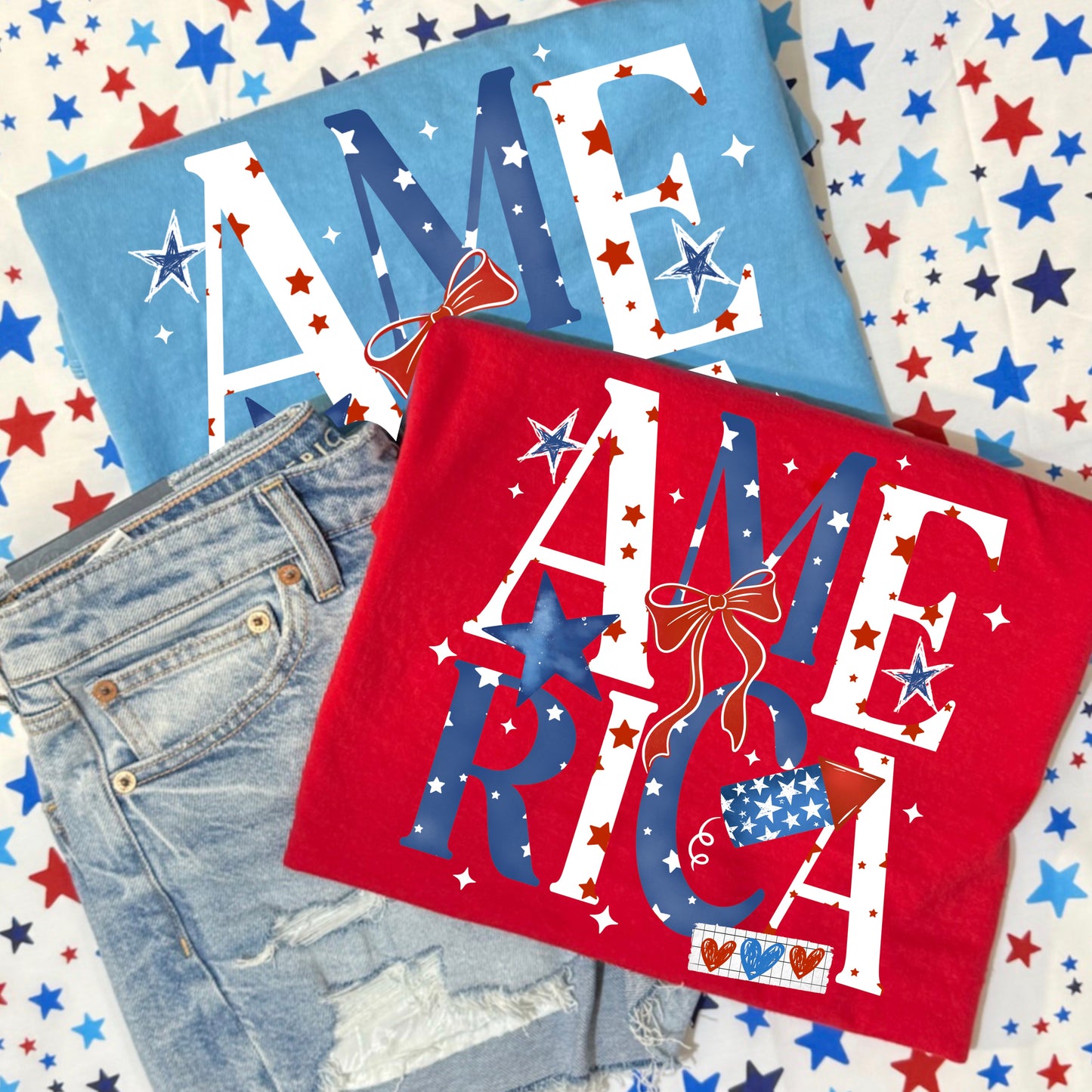 America Blue Letters-Ready to Press Transfer
