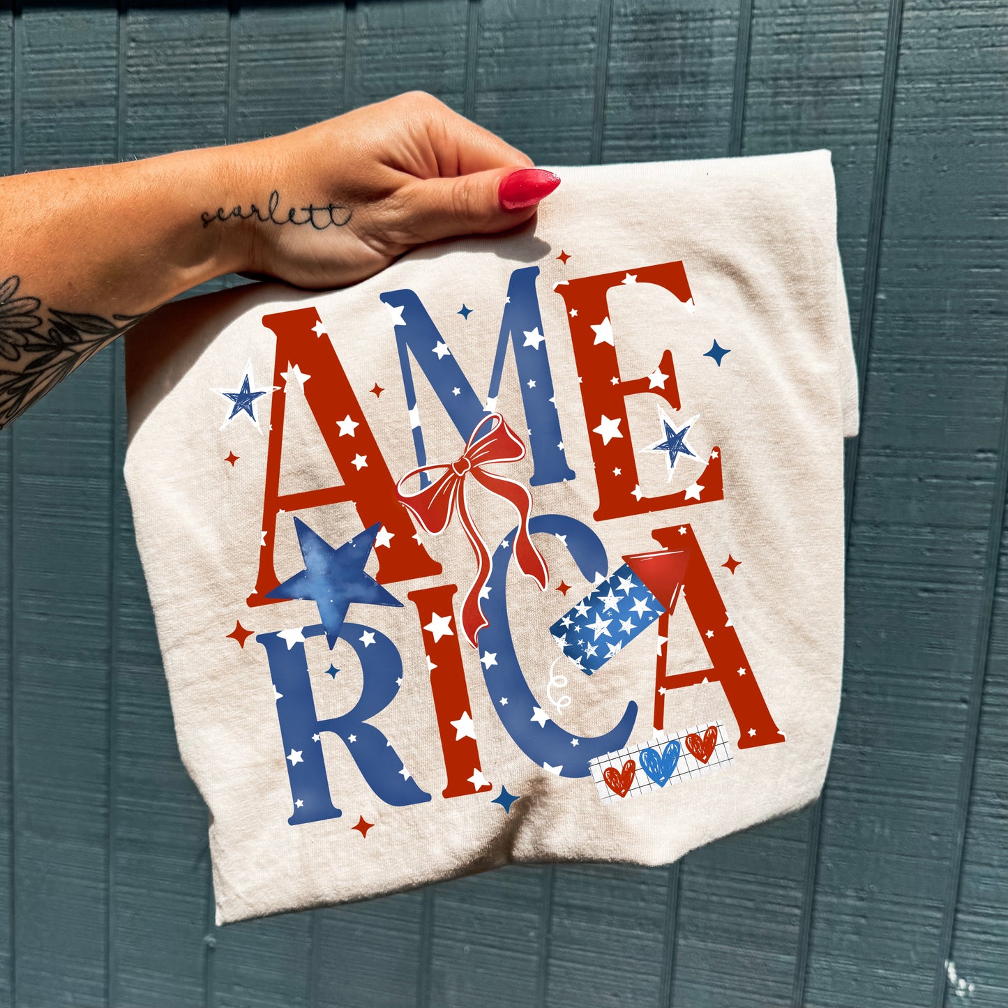 America Red and Blue Letters-Ready to Press Transfer