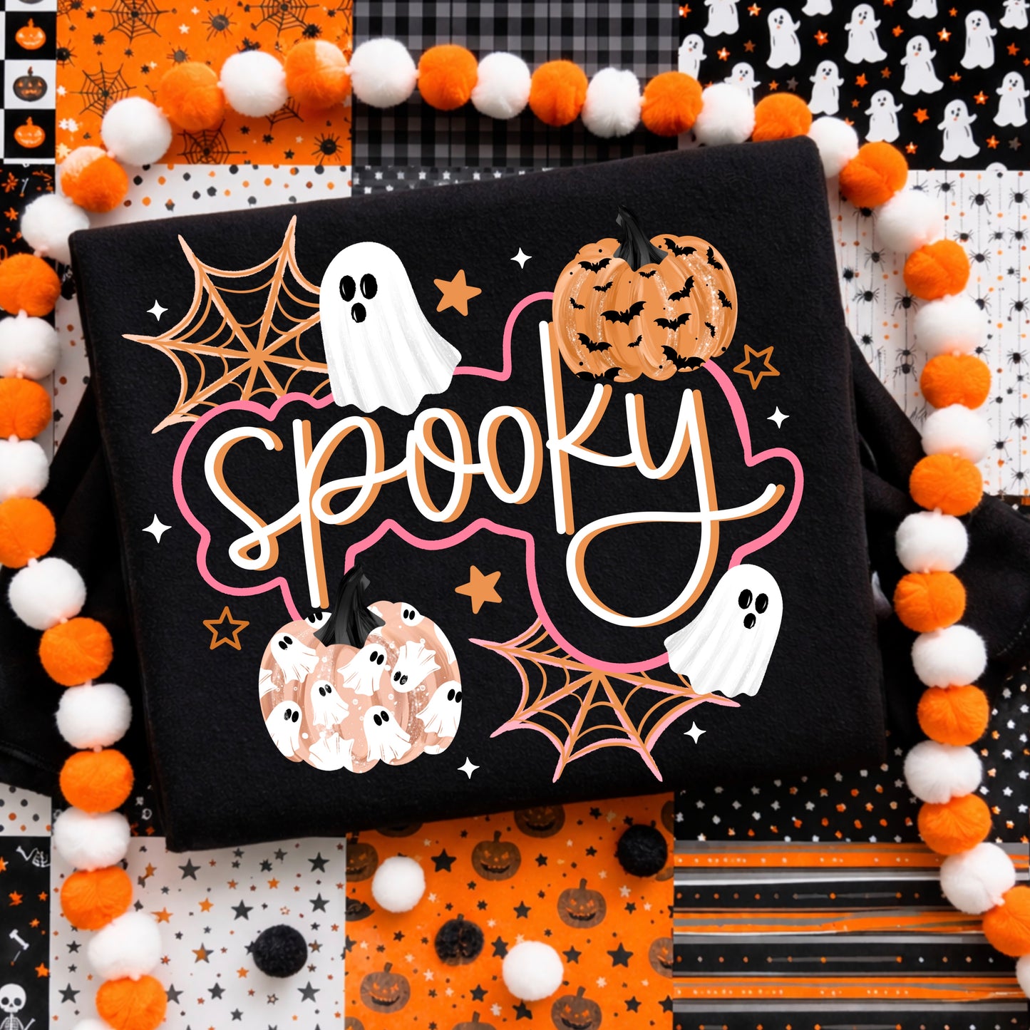 Spooky Cursive with Pumpkins-Ready to Press Transfer