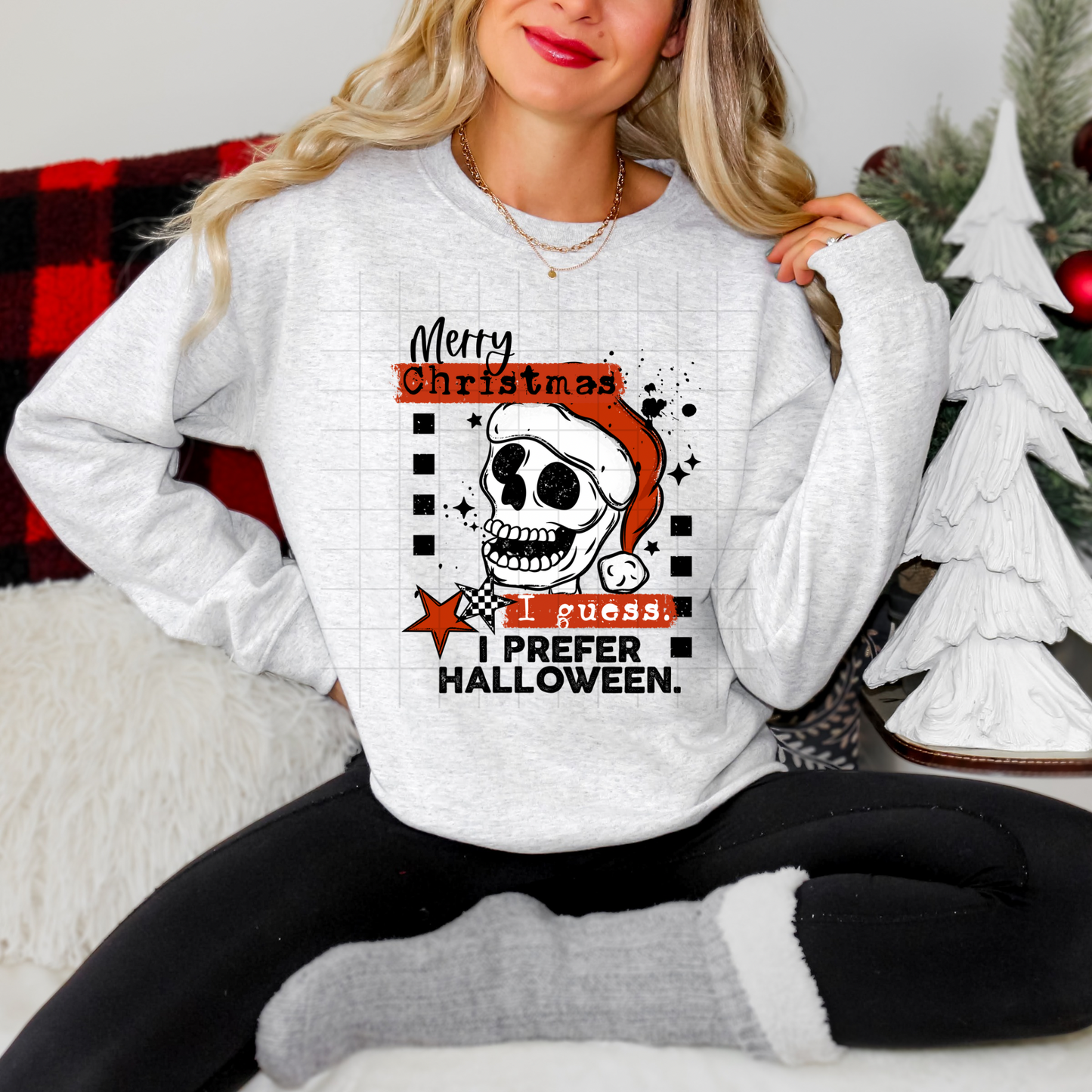 Merry Christmas I Guess Skellie Black Text-Ready to Press Transfer