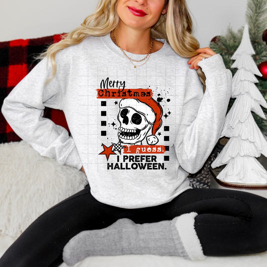 Merry Christmas I Guess Skellie Black Text-Ready to Press Transfer
