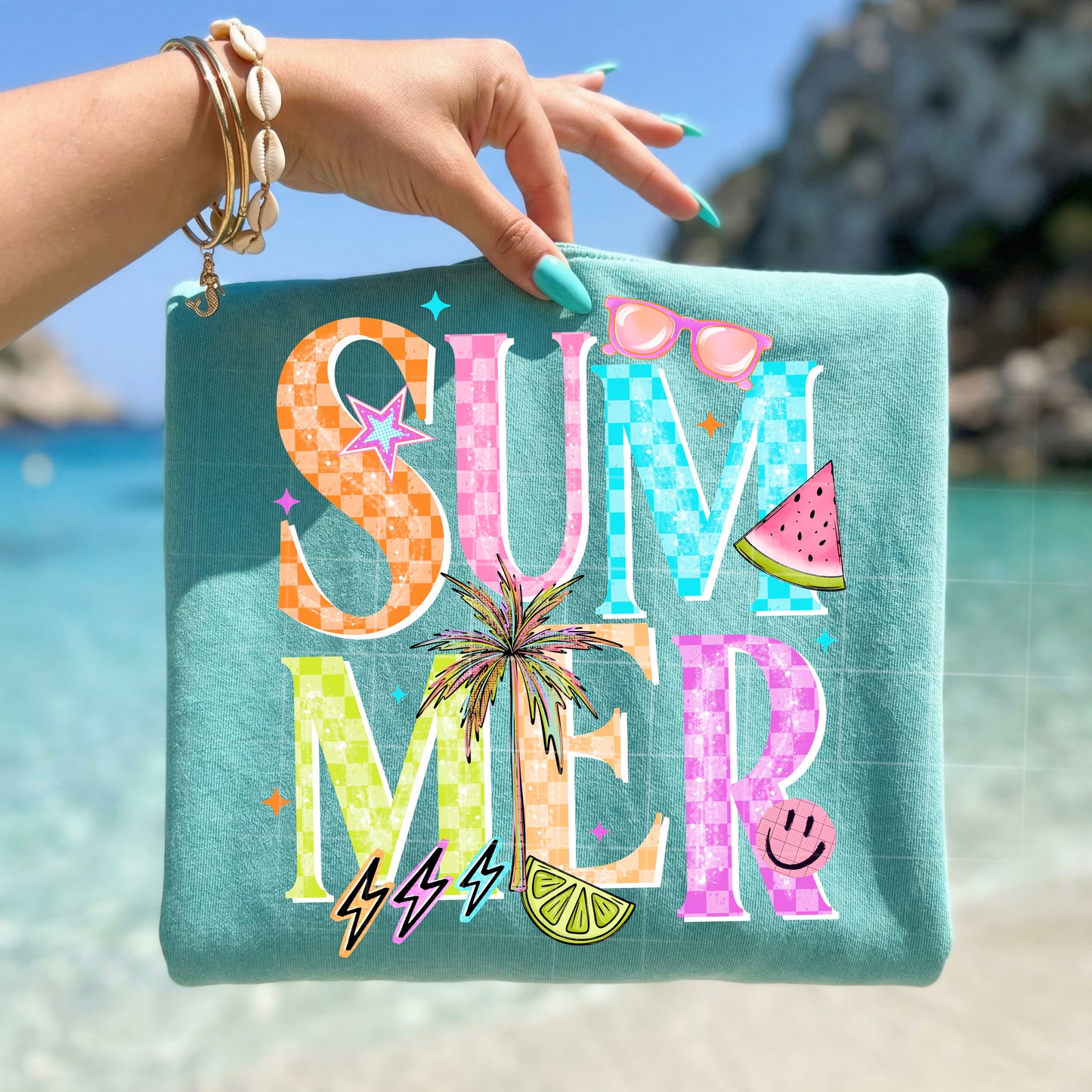Summer Colorful Checker-Ready to Press Transfer