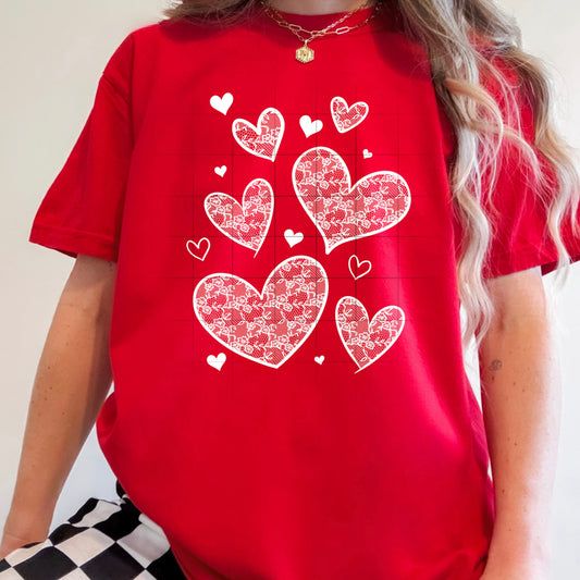 Lace Hearts Single Color White-Ready to Press Transfer