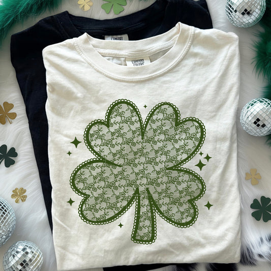 Green Lace Shamrock Single Color-Ready to Press Transfer