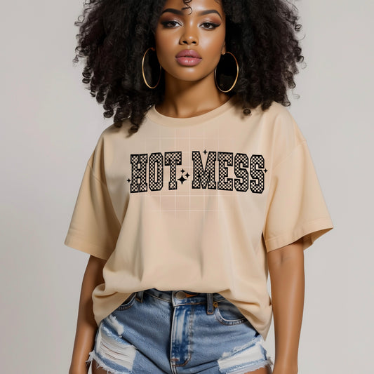 Hot Mess Single Color Black-Ready to Press Transfer
